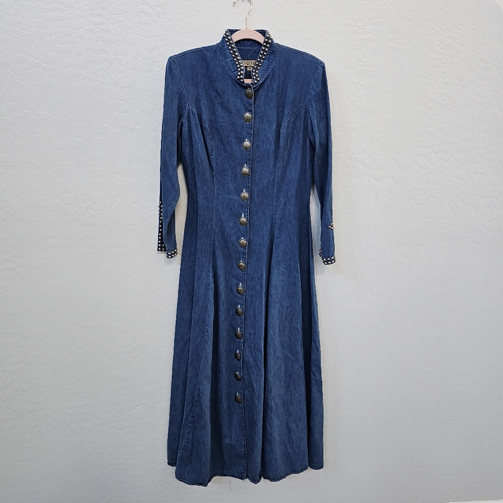 Double D Ranch Denim Jacket Duster Medium Long Sl… - image 9